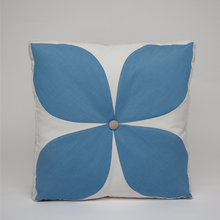 Load image into Gallery viewer, Sunbrella Flower Pillow in Air Blue/Flax