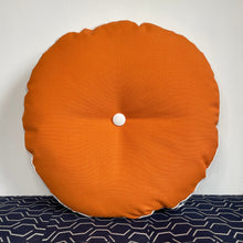 Load image into Gallery viewer, Sunbrella Hero Circle Pillow in Tangerine/White