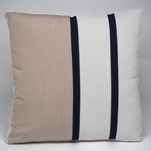 Load image into Gallery viewer, Sunbrella Duo Stripe Large Pillow in Flax/Navy