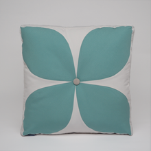 Load image into Gallery viewer, Sunbrella Flower Pillow in Glacier/Flax
