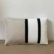 Load image into Gallery viewer, Sunbrella Duo Stripe Lumbar Pillow in Flax/Black