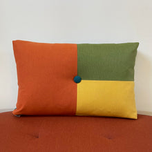 Load image into Gallery viewer, Sunbrella Cube Lumbar Pillow in Cayenne/Cilantro/Daffodil