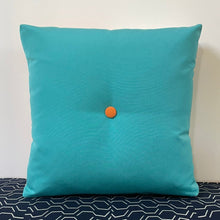Load image into Gallery viewer, Sunbrella Geo Stripe Pillow in Aruba/Tangerine