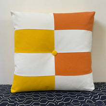 Load image into Gallery viewer, Sunbrella Geo Stripe Pillow in Sunflower/Tangerine