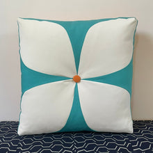 Load image into Gallery viewer, Sunbrella Mod Flower Pillow in Aruba/Tangerine
