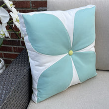 Load image into Gallery viewer, Sunbrella Flower Pillow in Glacier/Flax