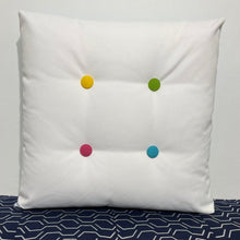 Load image into Gallery viewer, Sunbrella Four Button Pillow in White/Aruba/Rainbow