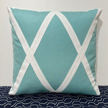 Load image into Gallery viewer, Sunbrella Trellis Pillow in Glacier/White