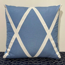 Load image into Gallery viewer, Sunbrella Trellis Pillow in Air Blue/White