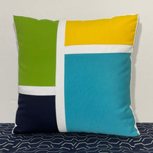 Load image into Gallery viewer, Sunbrella Blocks Pillow in Aruba/Macaw