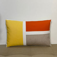 Load image into Gallery viewer, Sunbrella Blocks Lumbar Pillow in Buttercup/Melon