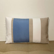 Load image into Gallery viewer, Sunbrella Multi Stripe Lumbar Pillow in Air Blue/Flax