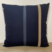 Load image into Gallery viewer, Sunbrella Duo Stripe Large Pillow in Navy