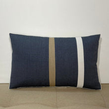 Load image into Gallery viewer, Sunbrella Duo Stripe Lumbar Pillow in Twilight