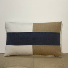 Load image into Gallery viewer, Sunbrella Tiles Lumbar Pillow in Twilight/Heather Beige