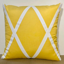 Load image into Gallery viewer, Sunbrella Large Trellis Pillow in Buttercup/White