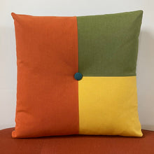 Load image into Gallery viewer, Sunbrella Cube Pillow in Cayenne/Cilantro/Daffodil