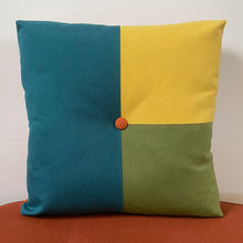 Load image into Gallery viewer, Sunbrella Cube Pillow in Peacock/Daffodil/Cilantro