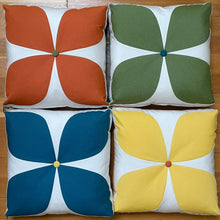 Load image into Gallery viewer, Sunbrella Mod Flower Pillow in Daffodil/Cayenne