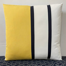 Load image into Gallery viewer, Sunbrella Duo Stripe Large Pillow in Buttercup/Navy