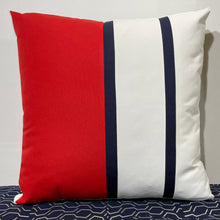 Load image into Gallery viewer, Sunbrella Duo Stripe Large Pillow in Logo Red/Navy