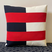 Load image into Gallery viewer, Sunbrella Tiles Pillow in Logo Red/Navy