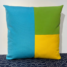 Load image into Gallery viewer, Sunbrella Cubism Pillow in Aruba/Macaw/Sunflower
