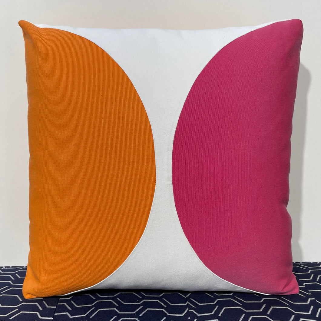 Sunbrella Ellipse Pillow in Tangerine/Hot Pink