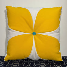 Load image into Gallery viewer, Sunbrella Flower Power Pillow in Sunflower/Aruba

