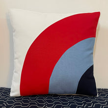 Load image into Gallery viewer, Sunbrella Groove Pillow in Logo Red/Air Blue
