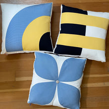Load image into Gallery viewer, Sunbrella Groove Pillow in Air Blue/Buttercup
