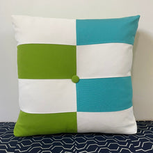 Load image into Gallery viewer, Sunbrella Geo Stripe Pillow in Macaw/Aruba
