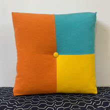 Load image into Gallery viewer, Sunbrella Cube Pillow in Tangerine/Aruba/Sunflower
