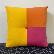Load image into Gallery viewer, Sunbrella Cube Pillow in Sunflower/Tangerine/Hot Pink
