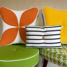 Load image into Gallery viewer, Sunbrella Flower Power Foam Pillow in Tangerine
