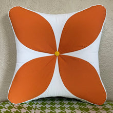 Load image into Gallery viewer, Sunbrella Flower Power Foam Pillow in Tangerine
