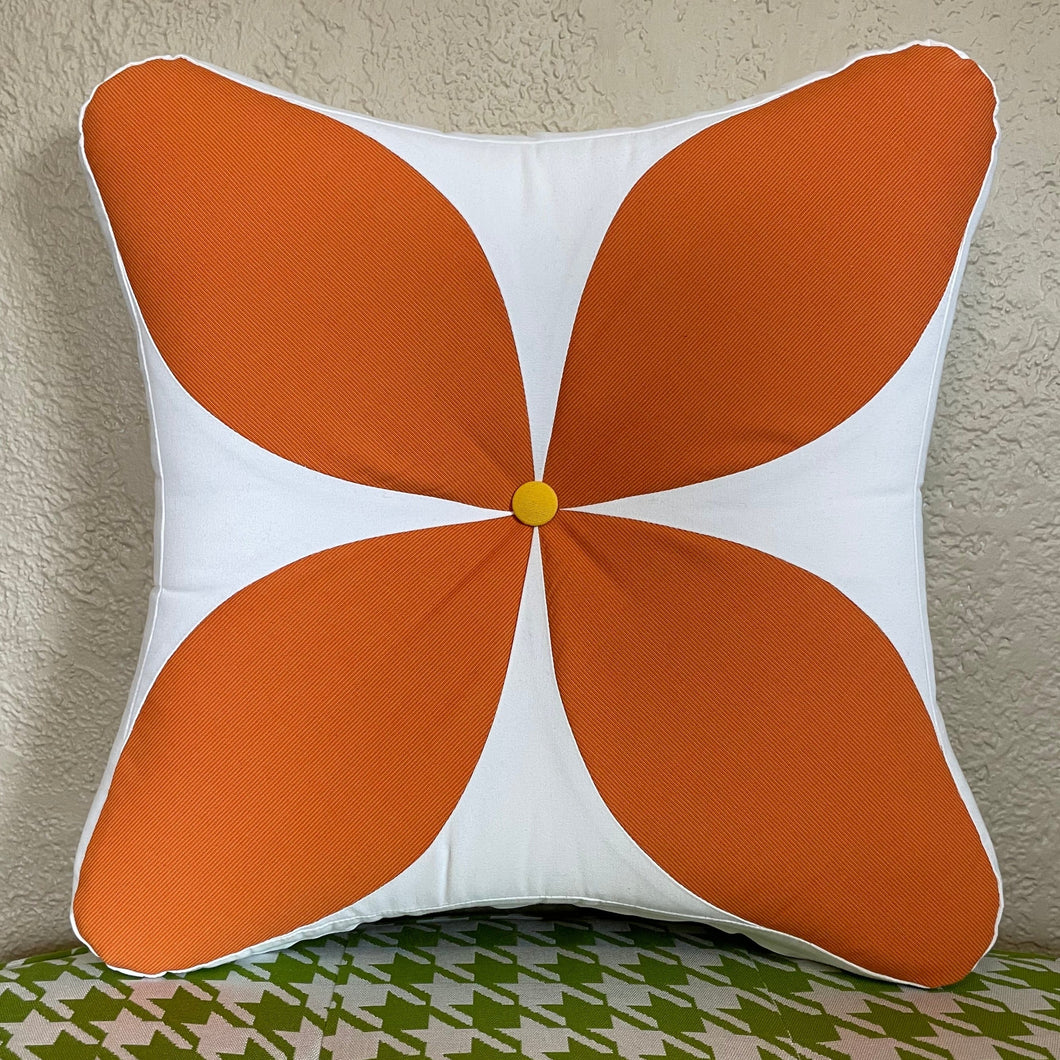 Sunbrella Flower Power Foam Pillow in Tangerine