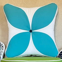 Load image into Gallery viewer, Sunbrella Flower Power Foam Pillow in Aruba
