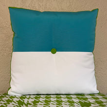 Load image into Gallery viewer, Sunbrella Split Square Pillow in Aruba/White/Macaw
