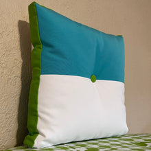 Load image into Gallery viewer, Sunbrella Split Square Pillow in Aruba/White/Macaw
