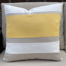 Load image into Gallery viewer, Sunbrella Rugby Stripe Pillow in Buttercup/White/Flax
