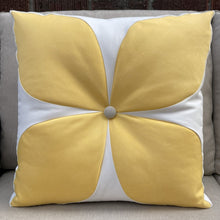 Load image into Gallery viewer, Sunbrella Flower Power Pillow in Buttercup/Flax
