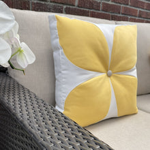 Load image into Gallery viewer, Sunbrella Flower Power Pillow in Buttercup/Flax
