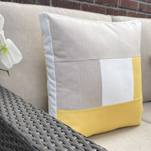 Load image into Gallery viewer, Sunbrella Frame Pillow in Flax/White/Buttercup
