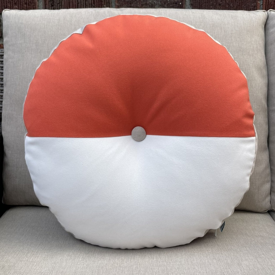 Sunbrella Split Circle Pillow in Melon/White/Flax