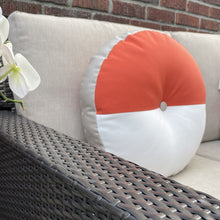 Load image into Gallery viewer, Sunbrella Split Circle Pillow in Melon/White/Flax
