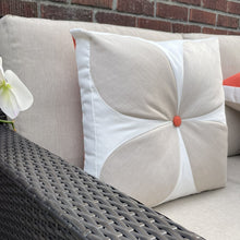 Load image into Gallery viewer, Sunbrella Flower Power Pillow in Flax/Melon
