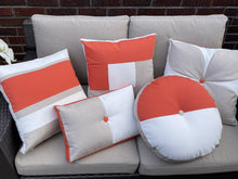 Load image into Gallery viewer, Sunbrella Split Circle Pillow in Melon/White/Flax
