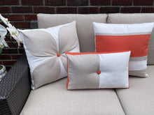 Load image into Gallery viewer, Sunbrella Split Rectangle Pillow in Flax/White/Melon
