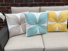 Load image into Gallery viewer, Sunbrella Flower Power Pillow in Buttercup/Flax
